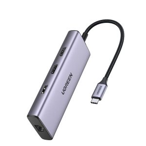 Ugreen 9-in-1 USB-C Multifunction Adapter, USB-C to USB3.0 ( 2 Port ) + USB-C ( 2 port ) + 4K HDMI + RJ45 Ethernet + SD & TF + PD port Converter (UG- 15375)