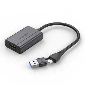Vention USB-C + USB-A to HDMI Adapter 0.15M Gray Aluminium Alloy Type (ACYHB)