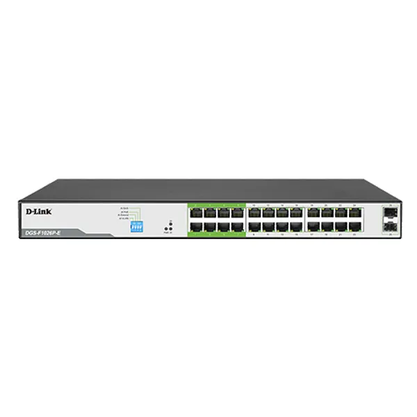 D-Link 24-Port Gigabit PoE+ Unmanaged Switch with 2 SFP Ports (DGS-F1026P)