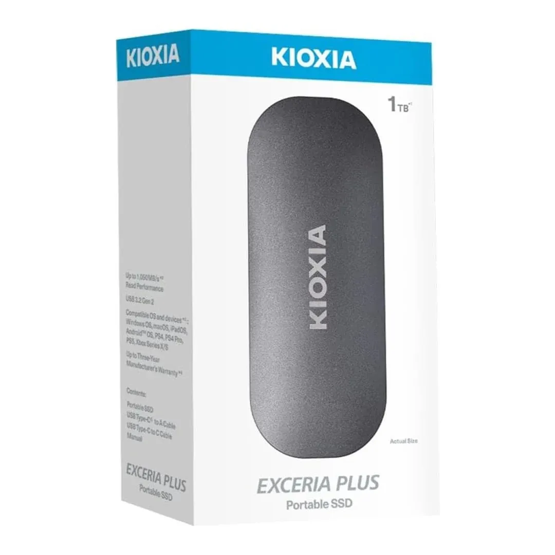 Kioxia EXCERIA PLUS 1TB Portable SSD – 1050MBs Read, 1000MBs Write (LXD10S001TG8)