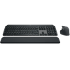 Logitech MX Keys S Wireless and Bluetooth Keyboard + Palmrest and Mouse Rechargeable Combo - Graphite (920-011614)