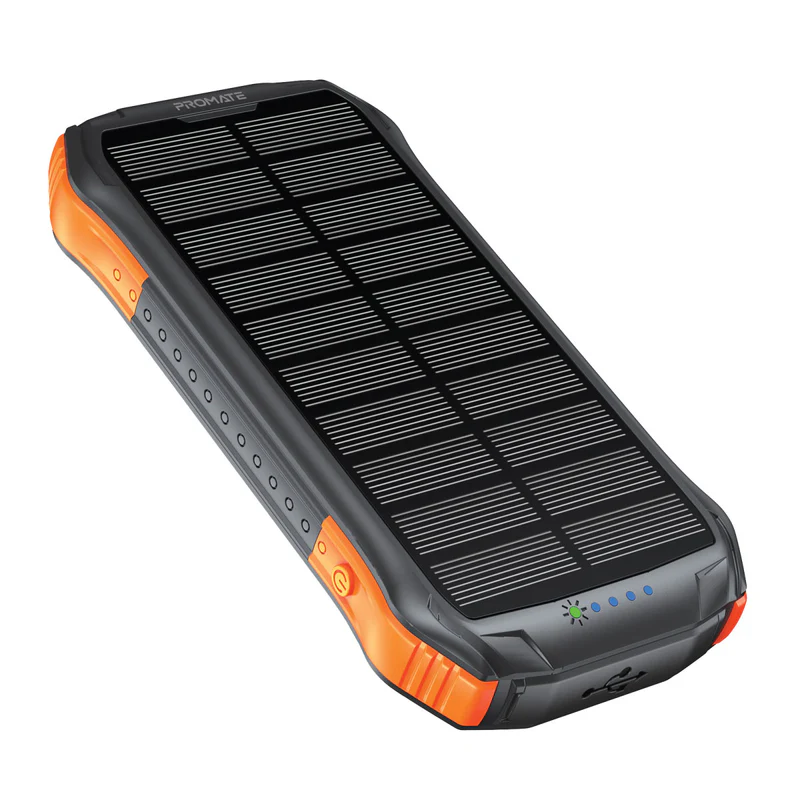 Promate 10000mAh Rugged EcoLight Solar Power Bank (SolarTank-10PDQi)