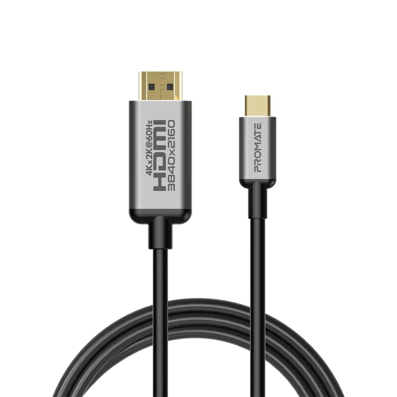 Promate 4K x 2K(60Hz) USB-C to HDMI Audio Video Cable with UltraHD Support - 1.8m (HDLink-60H)