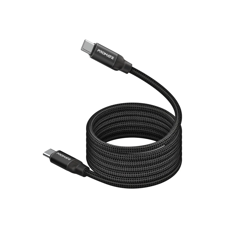Promate 60W Power Delivery Self-Organizing Magnetic USB-C Cable – 1.2m (Springy)