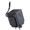 Promate 65W PD GaNFast Charging Adapter with Retractable USB-C Cable (Cubix-R65)