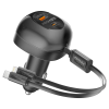 Promate 81W Multi-Port Car Charger with Retractable USB-C & Lightning Cables (PowerDrive-RCi81)