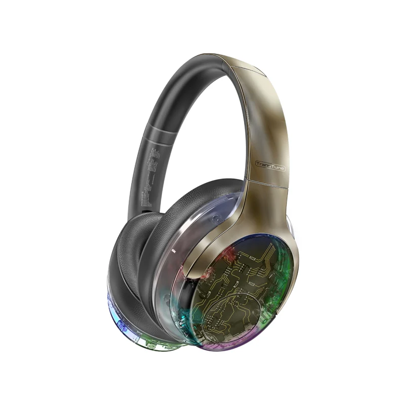 Promate Active Noise Cancelling Hi-Fi Stereo Wireless Headphones with RGB Lights (TransTune)