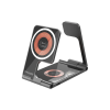 Promate Ultra-Slim Transparent Foldable 15W MagSafe Compatible Wireless Charging Station (AuraFold-Trio)