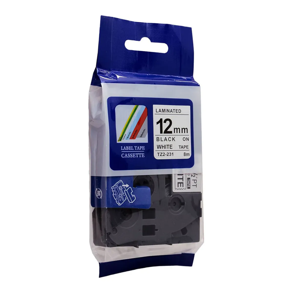 Brother 12mm x 8m Black on White Label Tape Compatible (TZ2-231)