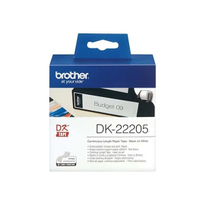 Brother DK-22205 62mm x 30.48m Black on White Continuous Length Paper Label (DK-22205)