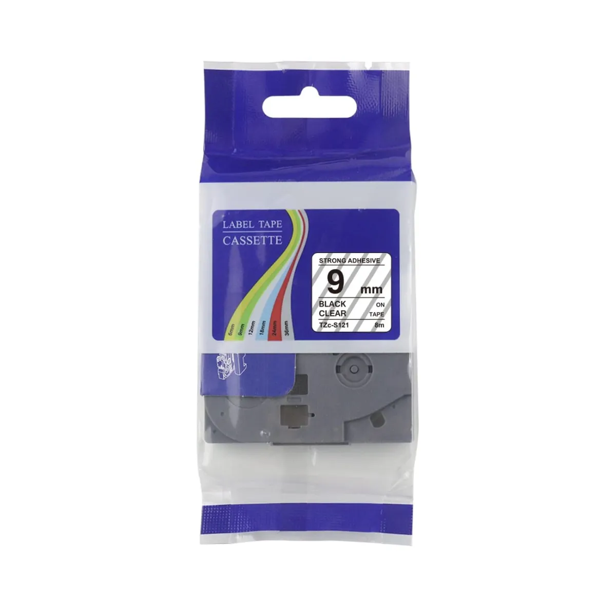 Brother Laminated 9mm TZC-S121 Black on Clear Label Cartridge Compatible