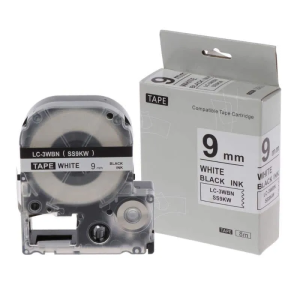 Epson 9mm x 8m Black on White Tape Compatible (SS9KW)