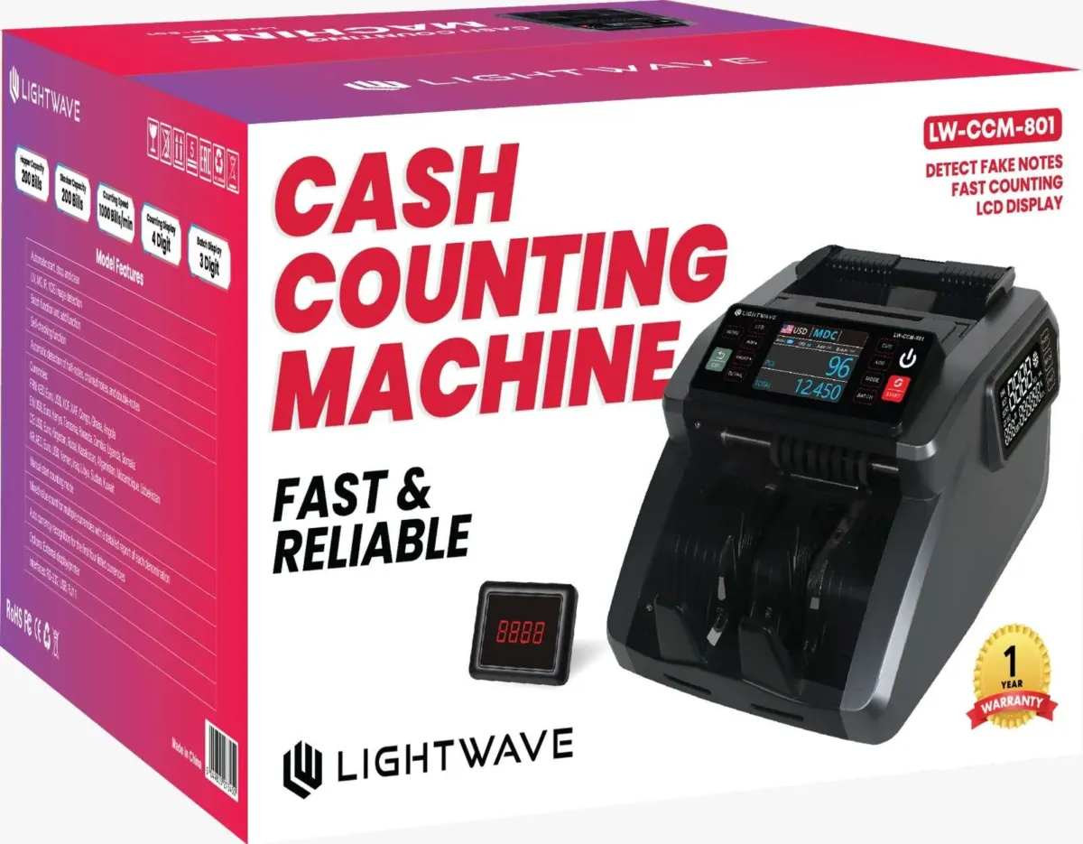 Lightwave Touchscreen 1 CIS Cash Counting Machine with External Display (LW-CCM-801)