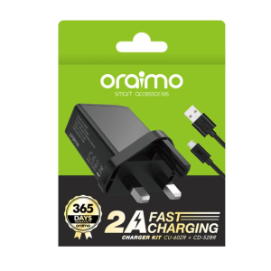 Oraimo Charger Kit UK 2A - Black (CU-60ZR+CD-52BR)