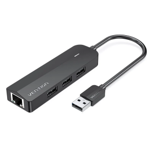 Vention 3-Port USB 2.0 Hub with 100M Ethernet Adapter 0.15M Black (CHPBB)