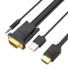 Vention HDMI to VGA Cable with Audio Output and USB Power Supply 1.5M Black (ABIBG)