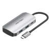 Vention USB-C to USB 3.0 x4 PD Hub 0.15M Gray Aluminum Alloy Type (TNBHB)
