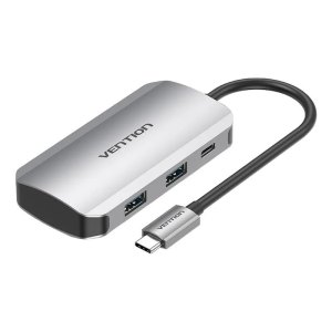 Vention USB-C to USB 3.0 x4 PD Hub 0.15M Gray Aluminum Alloy Type (TNBHB)