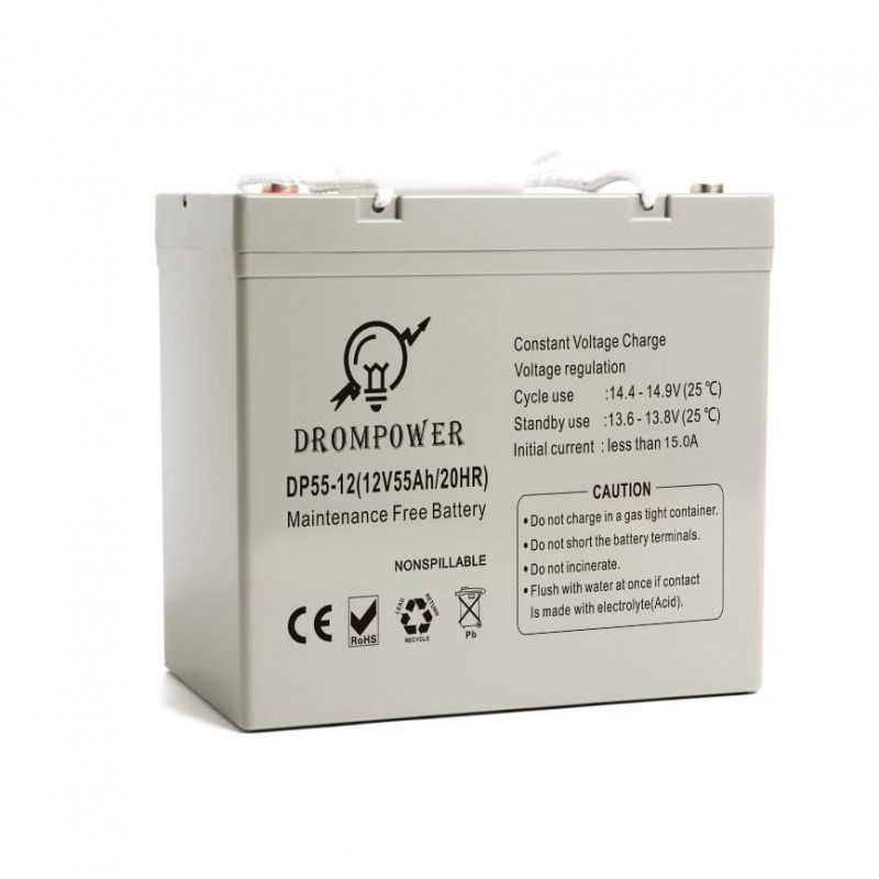 Drom Power 12V 55Ah Deep Cycle Maintenance-Free Battery