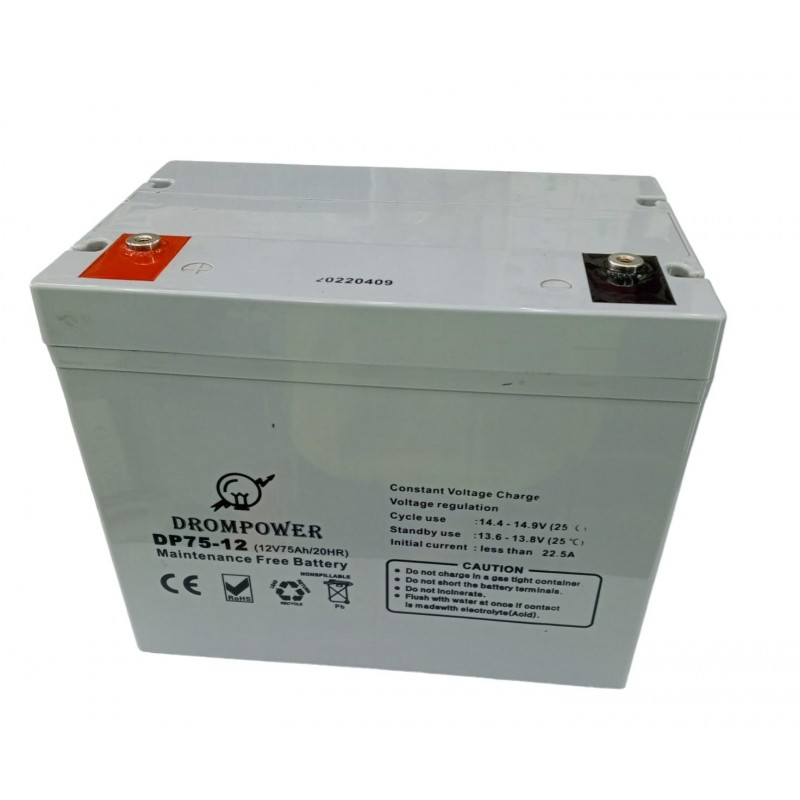 Drom Power 12V 75Ah Deep Cycle Maintenance-Free Battery
