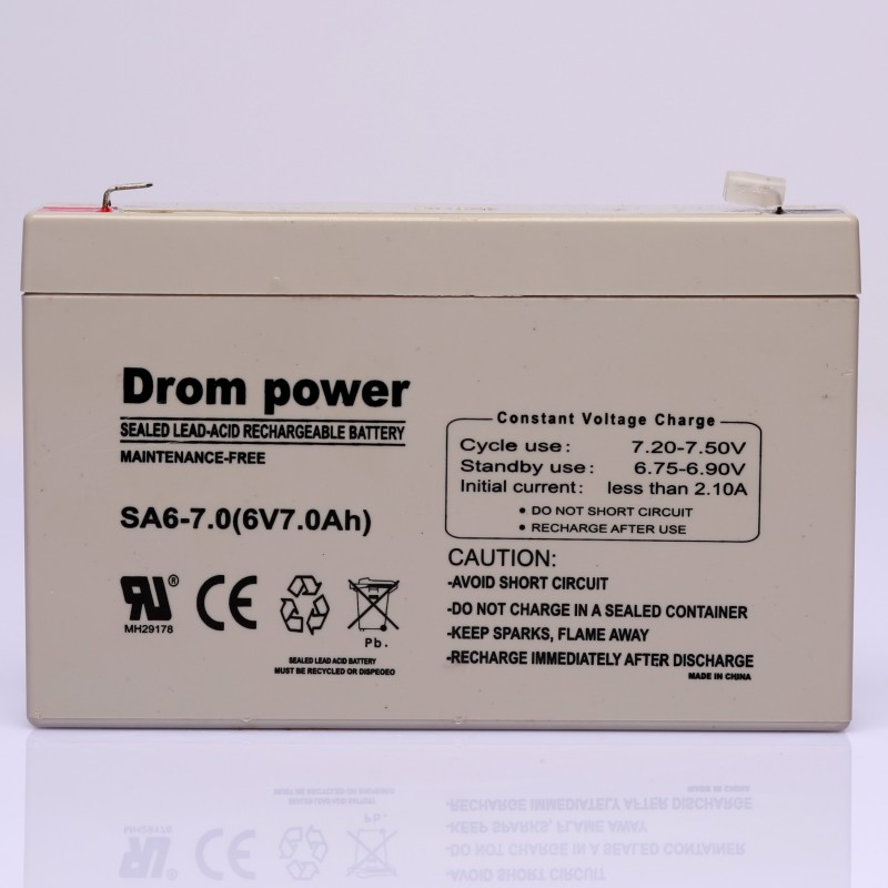 Drom Power 6V 7AH Lead Acid Battery