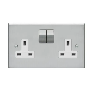 Powermax Metal Socket 15A Switch Twin